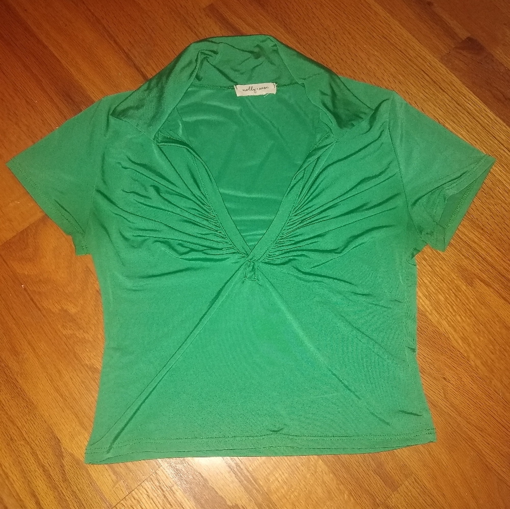 Green Ruched Crop Top
